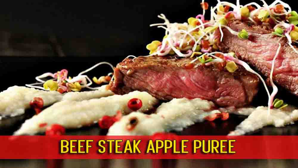 Beef steak apple puree